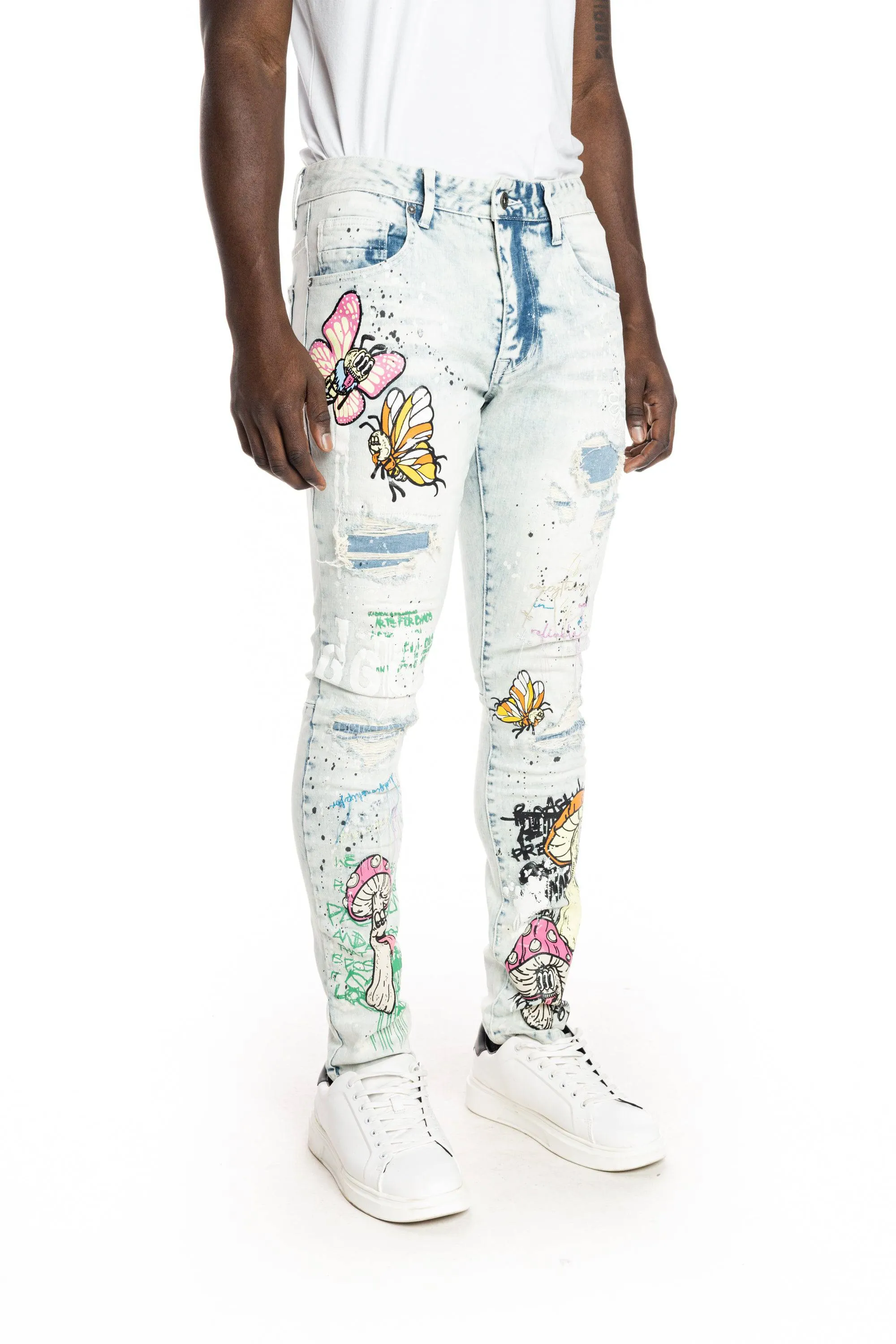 Mushroom  Fashion Jeans - Plaster Blue