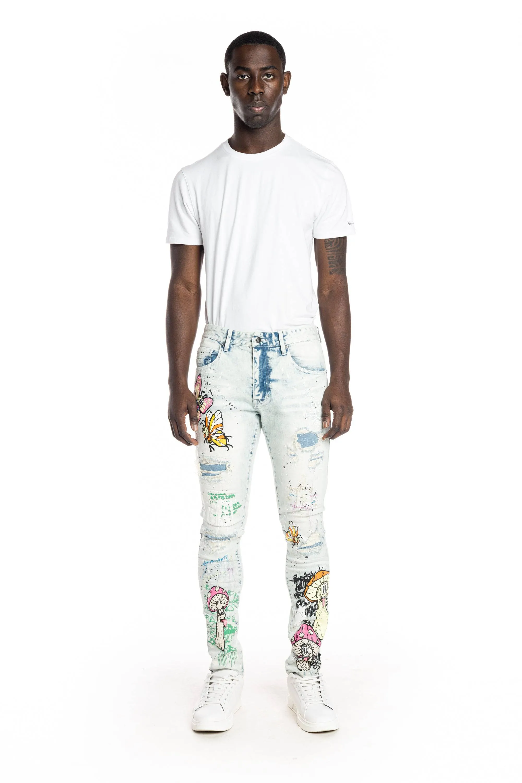 Mushroom  Fashion Jeans - Plaster Blue