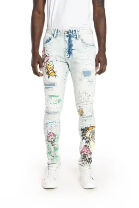 Mushroom  Fashion Jeans - Plaster Blue