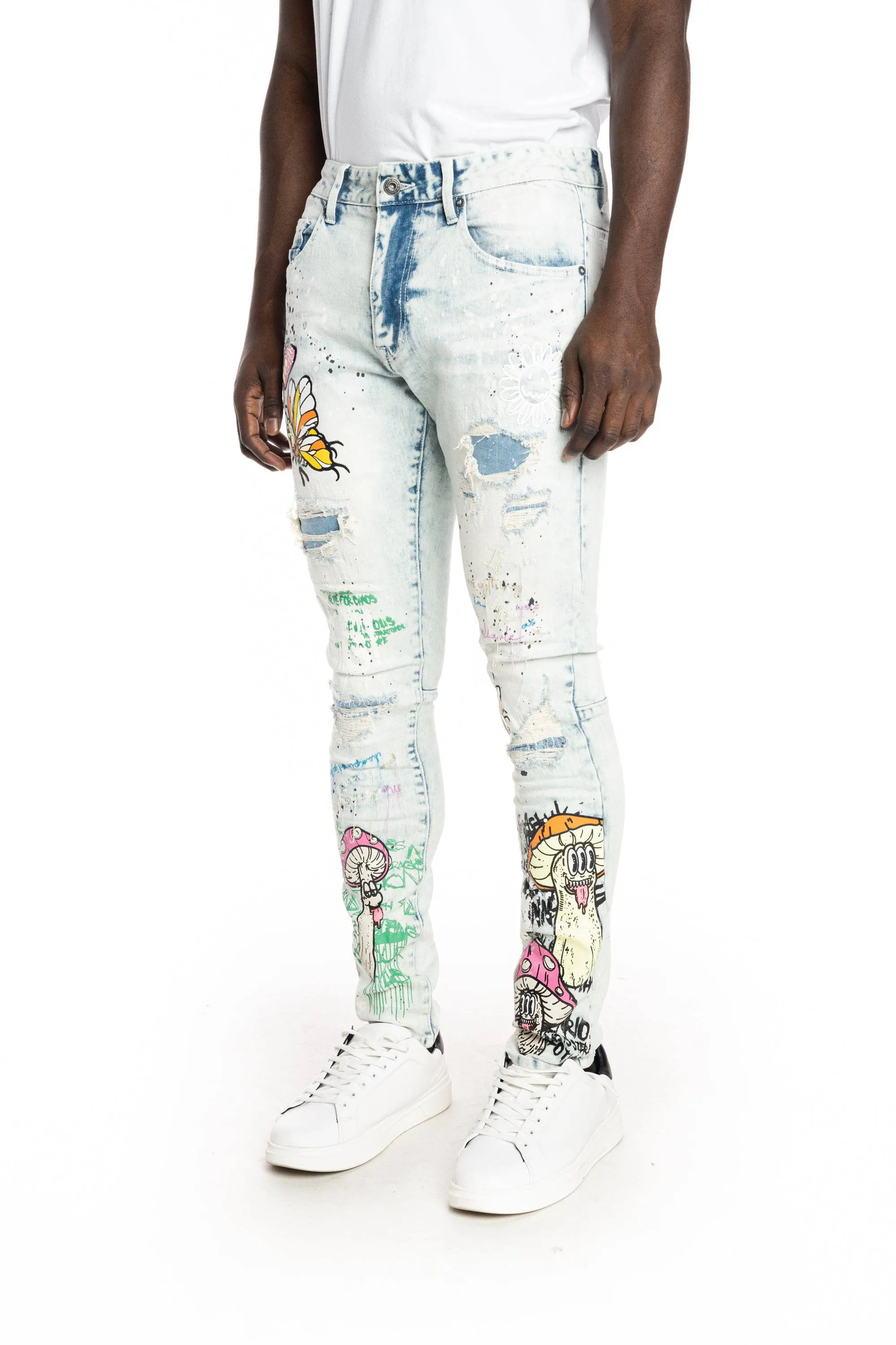 Mushroom  Fashion Jeans - Plaster Blue