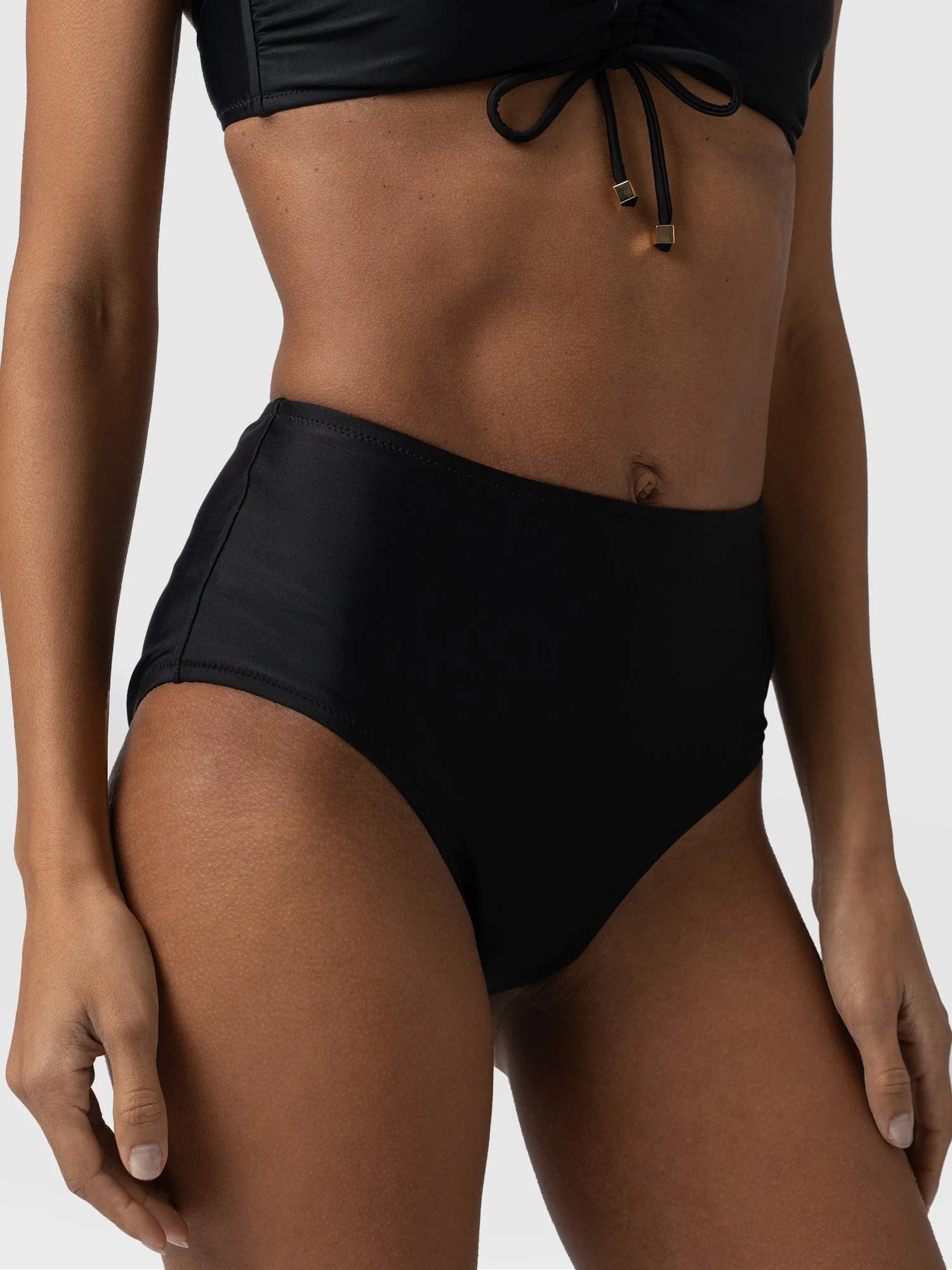 Nova High Waisted Bikini Bottom - Black