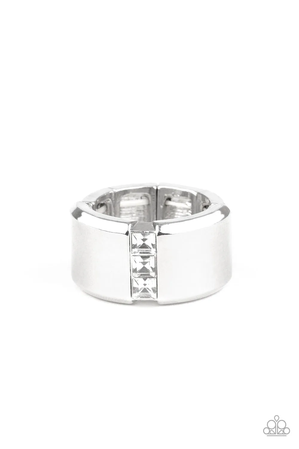 Paparazzi Accessories  - The Graduate White Urban Ring