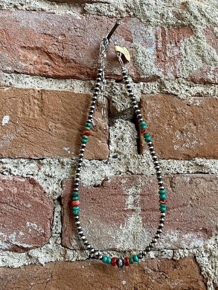 Pearl/Turquoise/Coral Necklace (M)