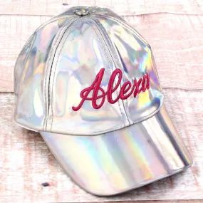 Personalized Girl's Fashion Baseball Cap - Silver Metallic