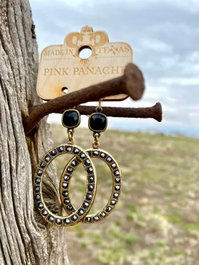 Pink Panache Old Gold with Black AB Drop Earrings