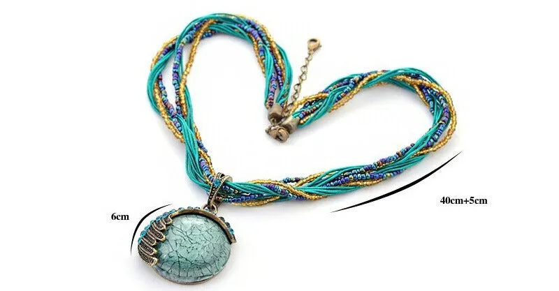 Popular Fashion Bohemian Turquoise Handwoven Necklace