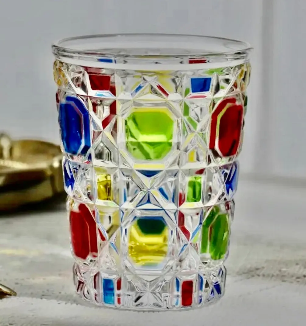 Rainbow Crystal Cut Whiskey Old Fashioned Glass