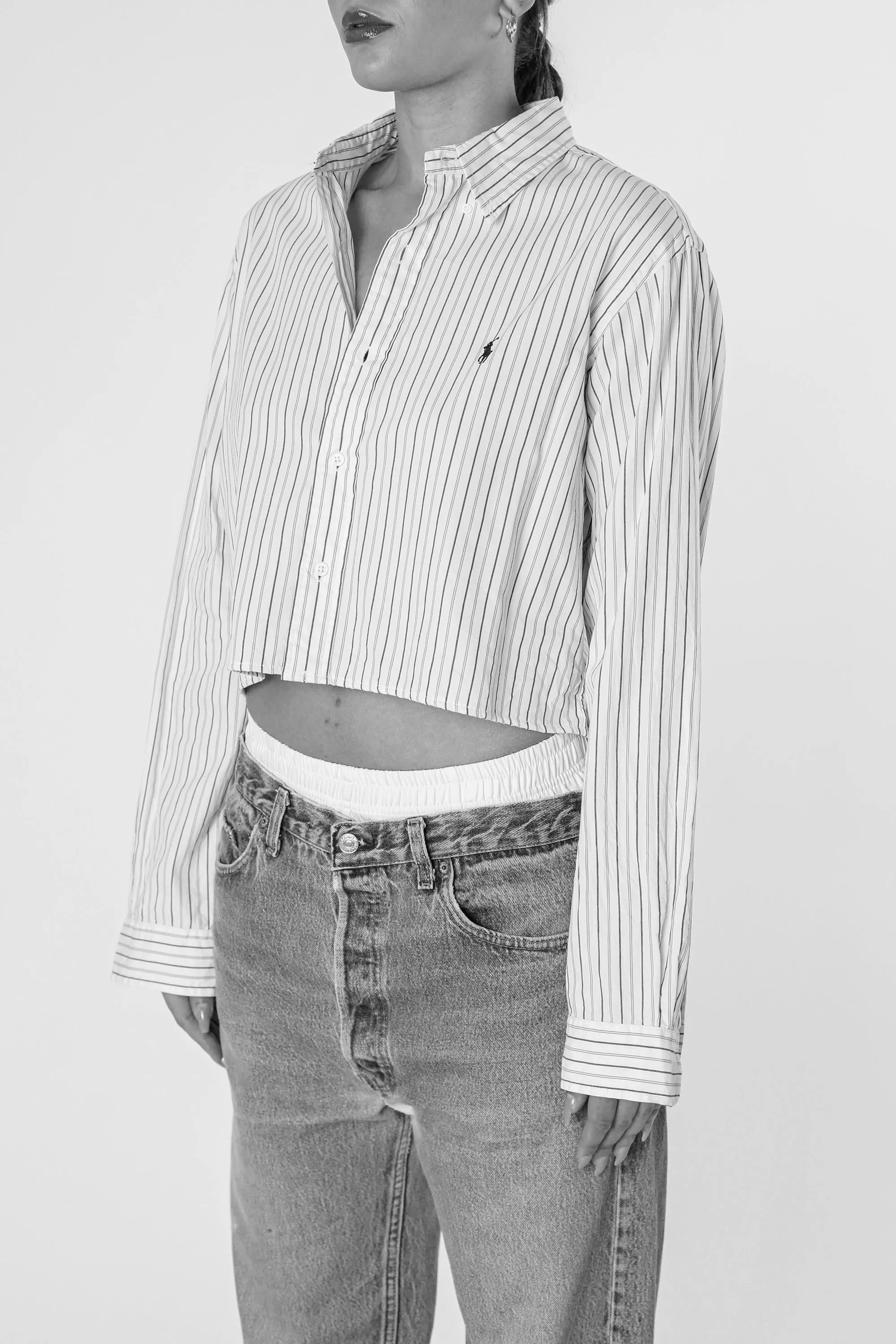 Rework Oxford Crop Shirt - M