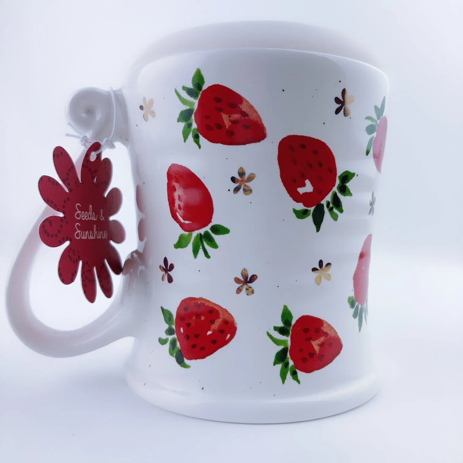 Seeds & Sunshine Strawberry Strawberries Stoneware Ceramic Mug 21 oz