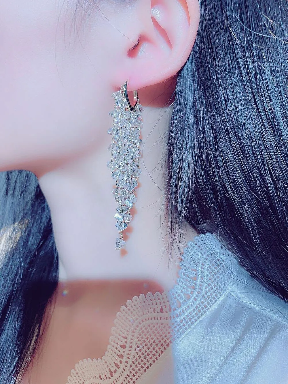 Super Fashion Shine Glamour Crystal Temperament Earrings