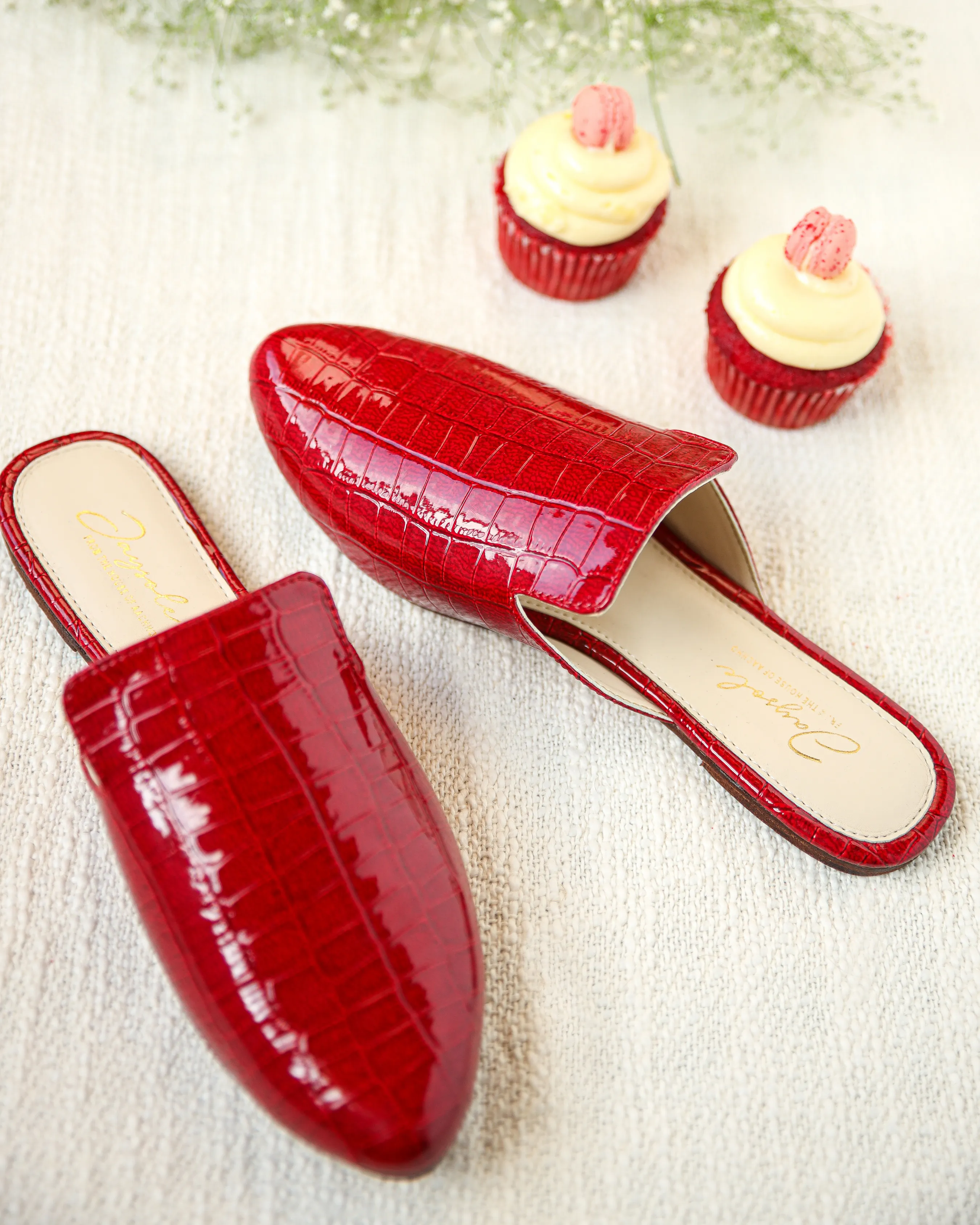 Urban Red Leather Mules