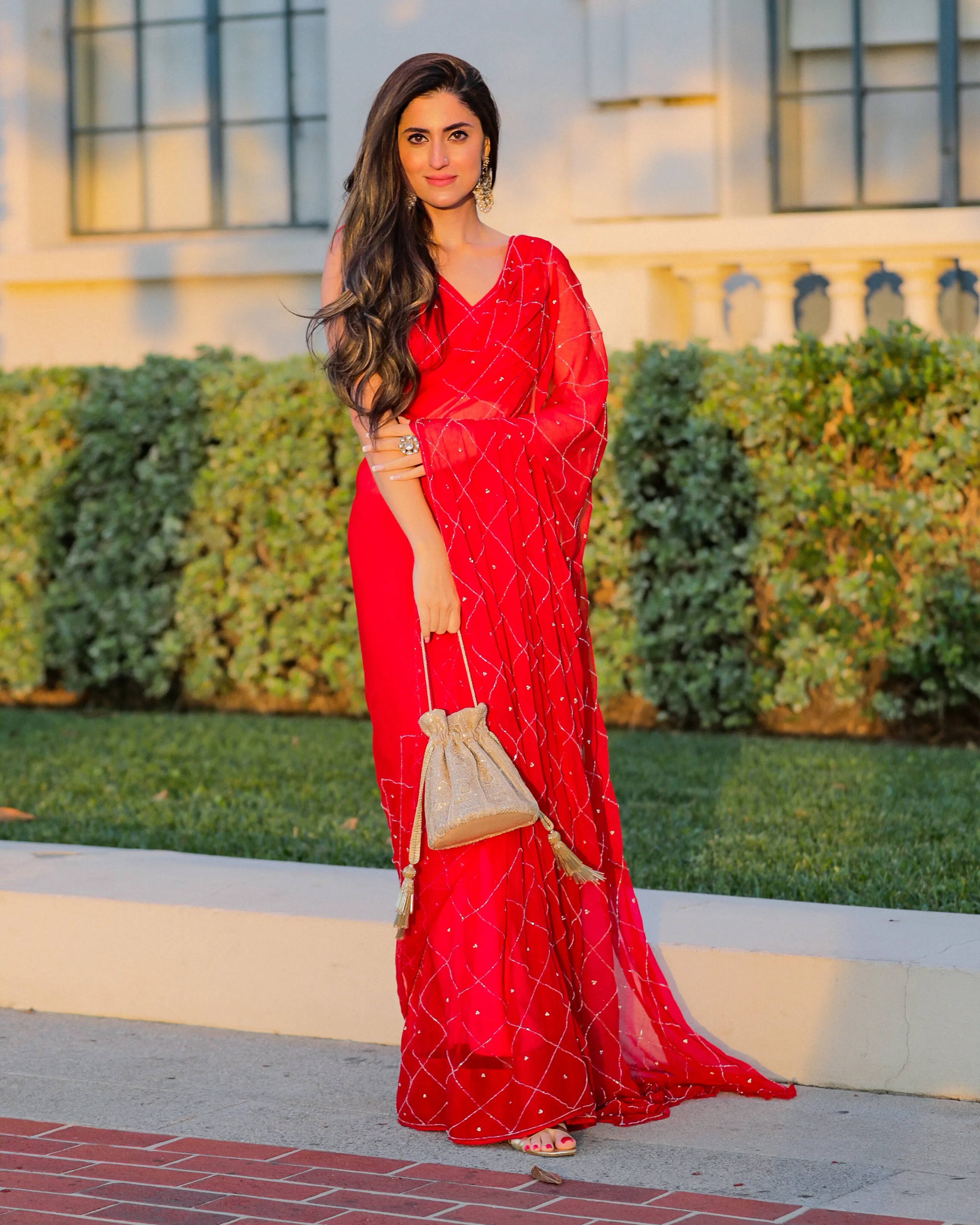 Urban Red Pure Chiffon Saree