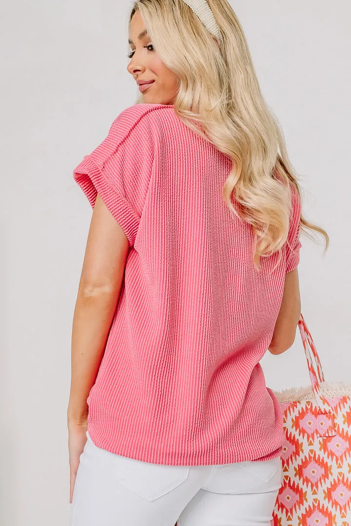 Urban Ribbed Top | Coral