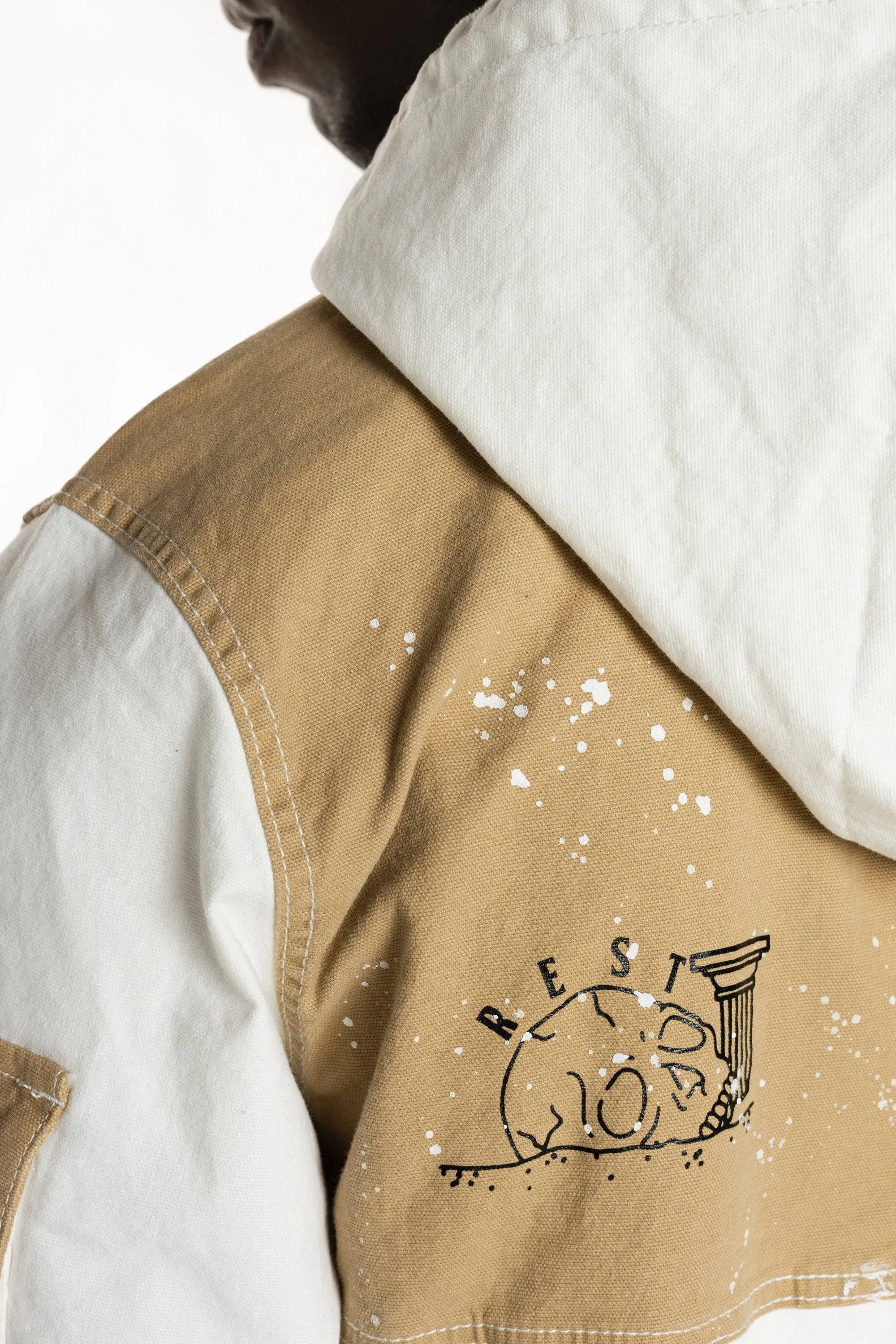 Utility Fashion Cargo Jacket With Hood - Cream