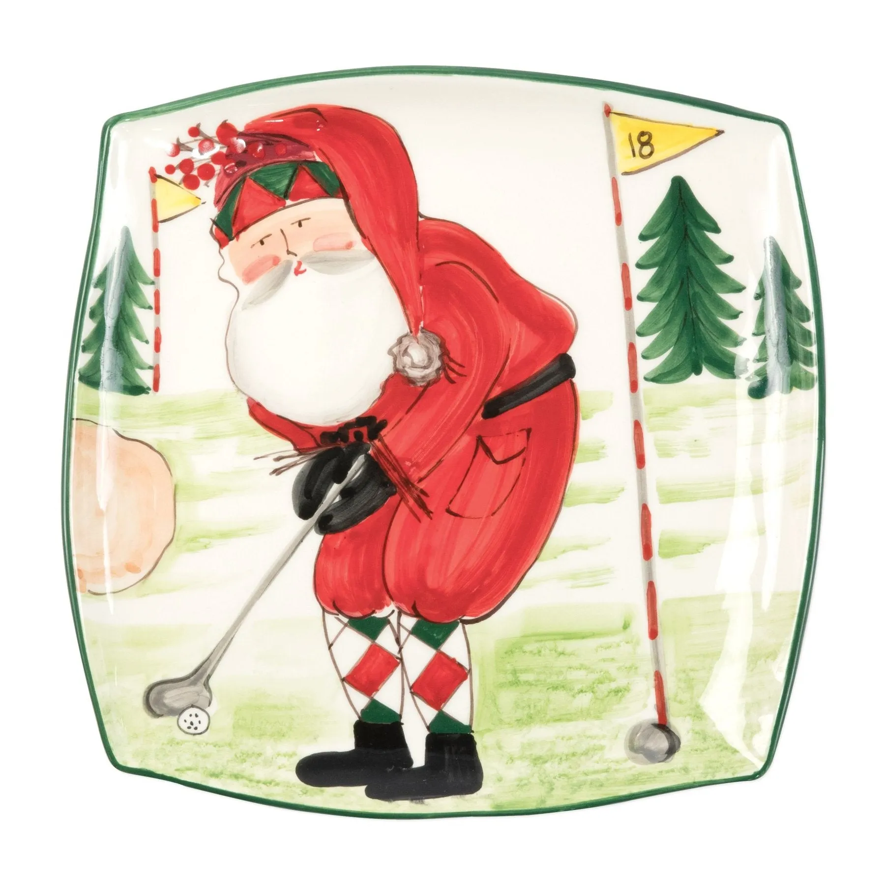 VIETRI Old St. Nick Square Platter, Golfing