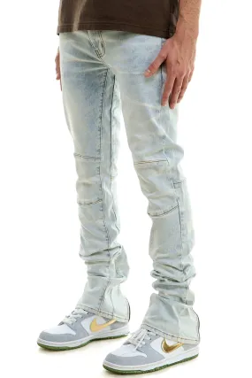 White Men's Stacked Jeans Flared Look