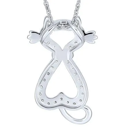 Women's Fashion Animal Cat CZ Pendant Necklace