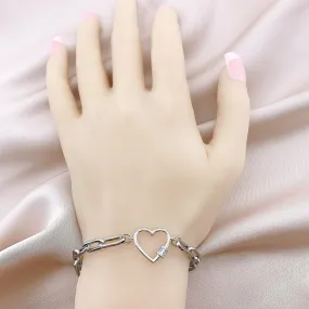 Women's Fashion Heart Paperclip Chain Bracelet