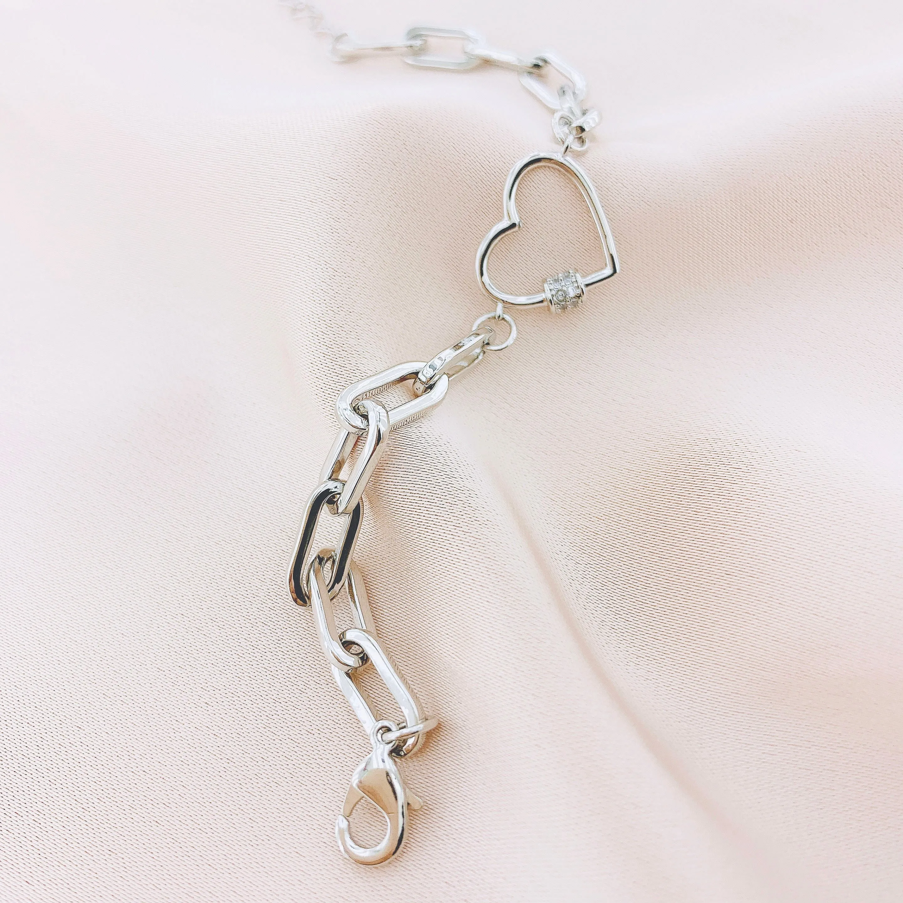 Women's Fashion Heart Paperclip Chain Bracelet